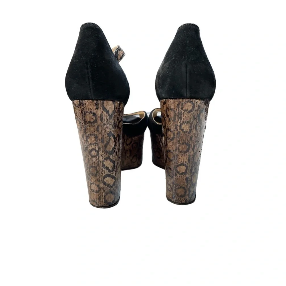 JIMMY Choo Snakeskin and Suede Platform Wedge Open Toe Sandal Y2K Prom HOCO 39.5